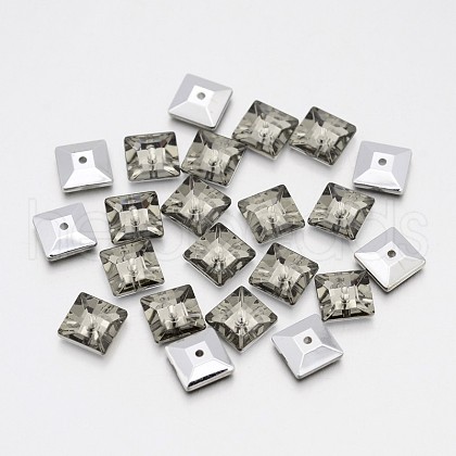 Back Plated Faceted Square Taiwan Acrylic Rhinestone Beads ACRT-M04-7-04-1