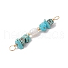 Dyed Natural Howlite Chip & Natural Cultured Freshwater Pearl Rice Beaded Connector Charms PALLOY-JF03707-07-4