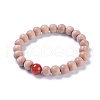 Wood Beaded Stretch Bracelets BJEW-JB05020-04-1