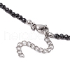 3mm Faceted Round Natural Black Spinel Beaded Necklaces NJEW-JN05127-5