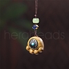 Sandalwood Cat Paw Print Pendant Decorations with Carved Inlaid Six-Character Mantra PW-WGCC698-03-1