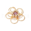 4Pcs 4 Styles Natural Amethyst & Quartz Crystal & Green Aventurine & Carnelian Round Copper Wire Wrapped Flower Pendants PALLOY-TA00258-4
