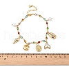 Bohemian Brass Glass Flat Round Link Chain Anklets AJEW-Z046-09G-3