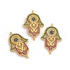 Rack Plating Brass Micro Pave Cubic Zirconia Religion Hamsa Hand Connector Charms KK-C074-55G-1