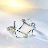 Brass & Opalite Finger Rings FS-WG78CCB-04-4