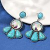 Alloy Synthetic Turquoise Dangle Stud Earrings EJEW-U053-04A-AS-2