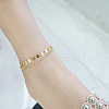 304 Stainless Steel Sequin Disc Link Chain & Ball Chain Double Layer Anklets for Women FS-WG0AA08-01-3