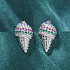 Brass Micro Pave Cubic Zirconia Stud Earrings EJEW-Q015-16P-2