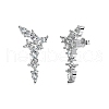 925 Sterling Silver with Cubic Zirconia Stud Earrings for Women EJEW-Z052-01P-2