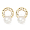 Flat Round Brass Micro Pave Clear Cubic Zirconia Stud Earrings EJEW-H154-02G-4