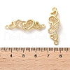 Rack Plating Brass Cubic Zirconia Double Heart Connector Charms KK-C084-32C-G-3