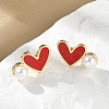 Heart Brass Stud Earrings EJEW-C141-01G-03-1
