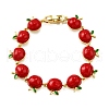 Brass Enamel Link Bracelets BJEW-K278-01A-G-4
