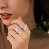 FIBLOOM 10Pcs 10 Style Alloy & Stainless Steel Open Cuff Ring RJEW-FI0001-13-7