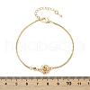 Brass Micro Pave Cubic Zirconia Birthday Flower Link Bracelets BJEW-U031-01G-08-5