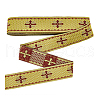 Ethnic Style Polyester Jacquard Cross Ribbon SRIB-WH0026-29-1-7
