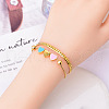 Enamel Heart Stainless Steel Double-strand Chain Bracelets WGF01DB-02-2