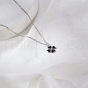 Simple Stainless Steel Black Enamel Heart Clover Pendant Necklaces for Women's Daily Wear YE9051-1-1