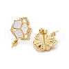Brass Micro Pave Cubic Zirconia Shell Stud Earrings Findings KK-D363-02G-2