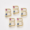 Brass Cubic Zirconia Slide Charms ZIRC-S063-01B-G-1