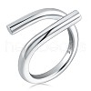 Rhodium Plated 925 Sterling Silver Wire Wrap Open Cuff Ring for Women JR915A-1