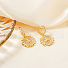 Brass Clear Cubic Zirconia Flat Round with Star Hoop Earrings JU6465-1-2
