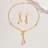 Elegant Brass Round Beads Tassel Earrings & Necklaces Sets for Women HT2567-5