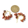 Natural Red Jasper Chips Braided Hoop Earrings EJEW-JE04940-13-2