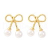 Cherry Brass ABS Plastic Pearl Stud Earrings EJEW-U062-03G-01-4