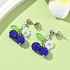Cherry 304 Stainless Steel Handmade Polymer Clay Rhinestone Dangle Stud Earrings EJEW-JE06429-01-1