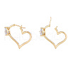 Cubic Zirconia Heart Hoop Earrings EJEW-N011-76-3