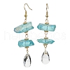 Dyed Natural Quartz Crystal Nugget & Teardrop Dangel Earrings EJEW-TA00314-01-1