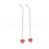 Long Chain with Enamel Heart Dangle Stud Earrings EJEW-A067-01G-B-2