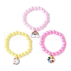 3Pcs 3 Colors ABS Plastic Imitation Pearl Beads Stretch Bracelets BJEW-JB11585-3