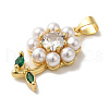 Flower Rack Plating Brass Clear Glass Pendants KK-U027-30G-2