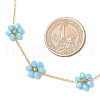 2Pcs 2 Colors Brass & Faceted Round Glass Beaded Flower Link Chain Necklaces NJEW-JN05296-3