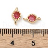 Brass Cubic Zirconia Flat Round Connector Charms KK-H204-02KCG-05-3