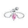 Rhodium Plated 925 Sterling Silver Rolo Chain Rings RJEW-A019-11-02P-1