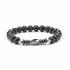 Natural Wood & Synthetic Hematite Beaded Stretch Bracelet BJEW-JB07809-1