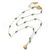 Ion Plating(IP) 304 Stainless Steel & Glass Paperclip Chain Beach Shell Shaped Pendant Necklaces for Women NJEW-H037-01G-2