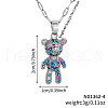Fashionable Brass Colorful Cubic Zirconia Cartoon Bear Pendant Necklaces EZ0121-2-1