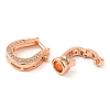 Rack Plating Brass Micro Pave Clear Cubic Zirconia U-Shaped Fold Over Clasps KK-K349-13RG-2