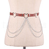 Heart Alloy Curb Chain with Imitation Leather Tassel Waist Chains FS-WGCEF59-08-1