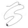 Natural Amethyst/Rose Quartz/Tiger Eye/Amazonite/Sodalite Faceted Round Pendant Necklaces NJEW-JN05133-01-5