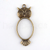 Rack Plating Alloy Owl Open Back Bezel Pendants PALLOY-S047-15F-FF-2