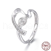 Anti-Tarnish Adjustable Rhodium Plated 925 Sterling Silver Finger Ring Components STER-F048-23P-4