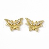 Brass Pave Clear Cubic Zirconia Connector Charms KK-E068-VC087-2