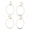 4Pcs 4 Style Natural Mixed Gemstone Beaded Link Braclet with Satellite Chains BJEW-JB09496-01-1