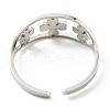 Non-Tarnish 304 Stainless Steel Clover Open Cuff Ring RJEW-F149-04P-3