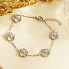 Non-Tarnish Stainless Steel Flower Link Chain Bracelet KW3287-2-2